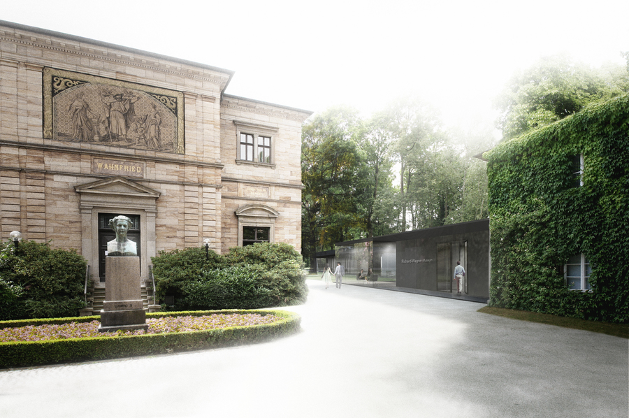 Vorderansicht des neuen Museums mit dem Eingangsbereich. (c) Staab Architekten Berlin, 2013